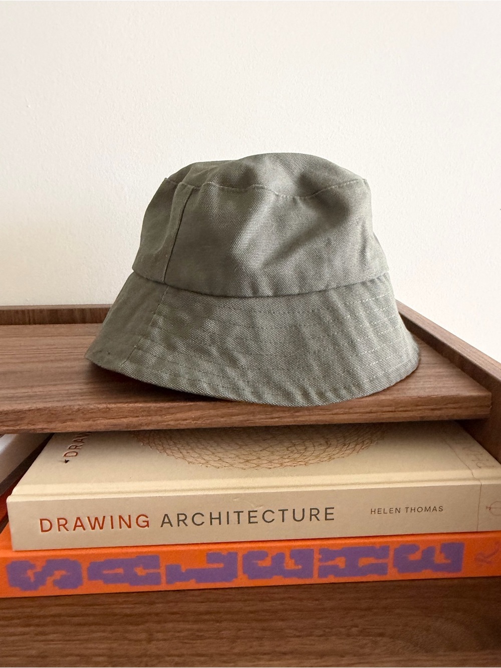 Mercedes Morin Olive Green Canvas Bucket Hat One Size